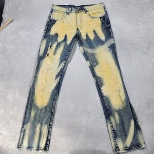 Parish Nation Jeans‎ Men 38 Denim Pants Straight Acid Wash Bleach Distress Adult